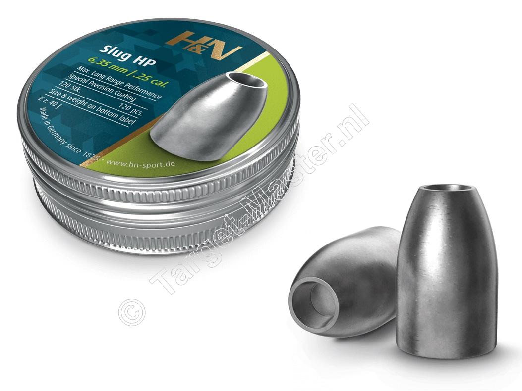 H&N Slug HP 6.35mm Airgun Pellets 2.20 gram, 34 grain tin of 120